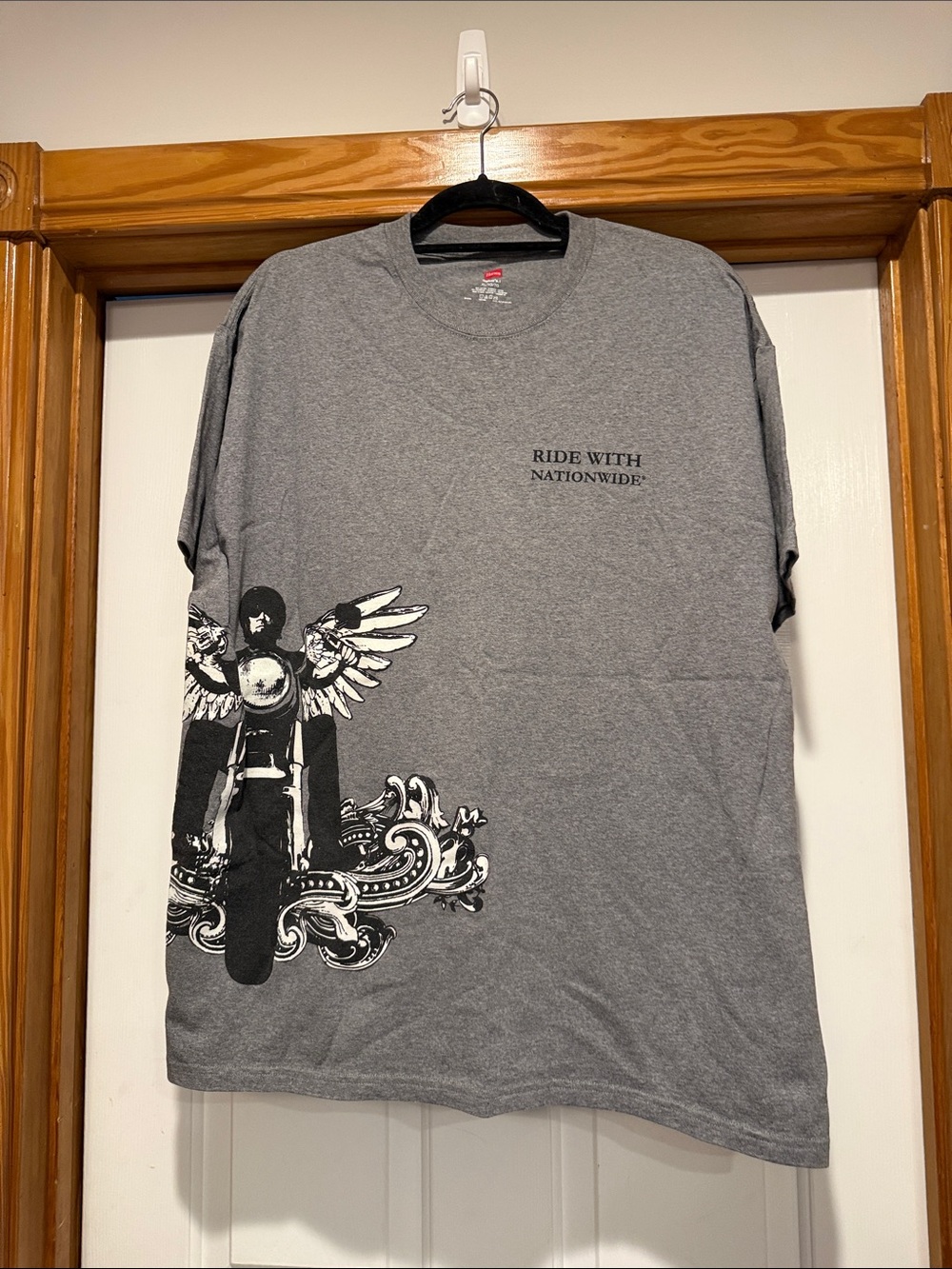 Hanes Gray 'Ride With Nationwide' Short Sleeve Graphic Tee